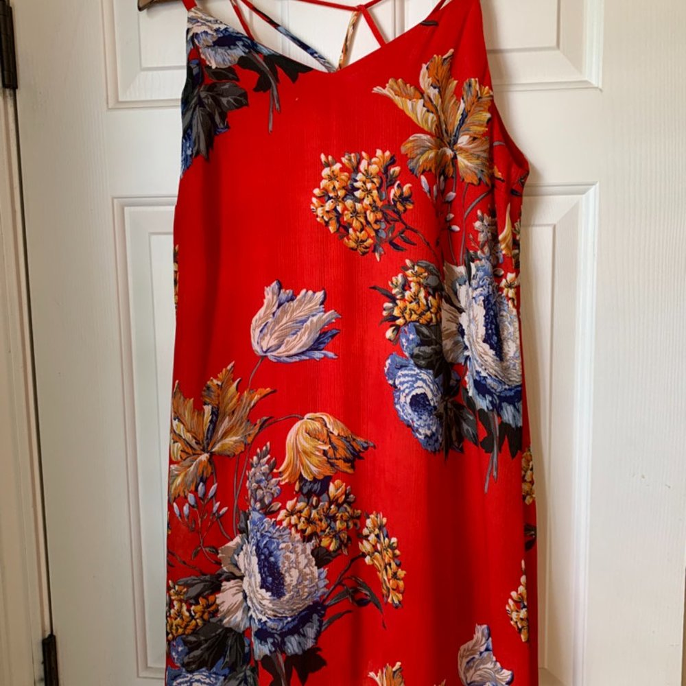 Red summer braless dress